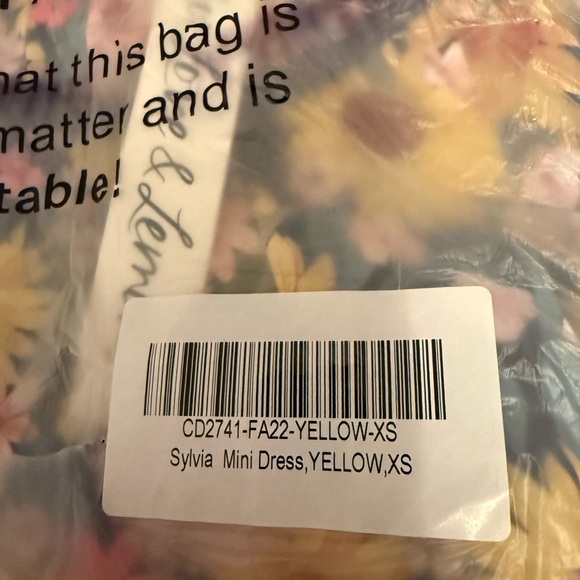 NWT For Love & Lemons Sylvia Yellow Floral Mini Dress XS - Picture 6 of 7